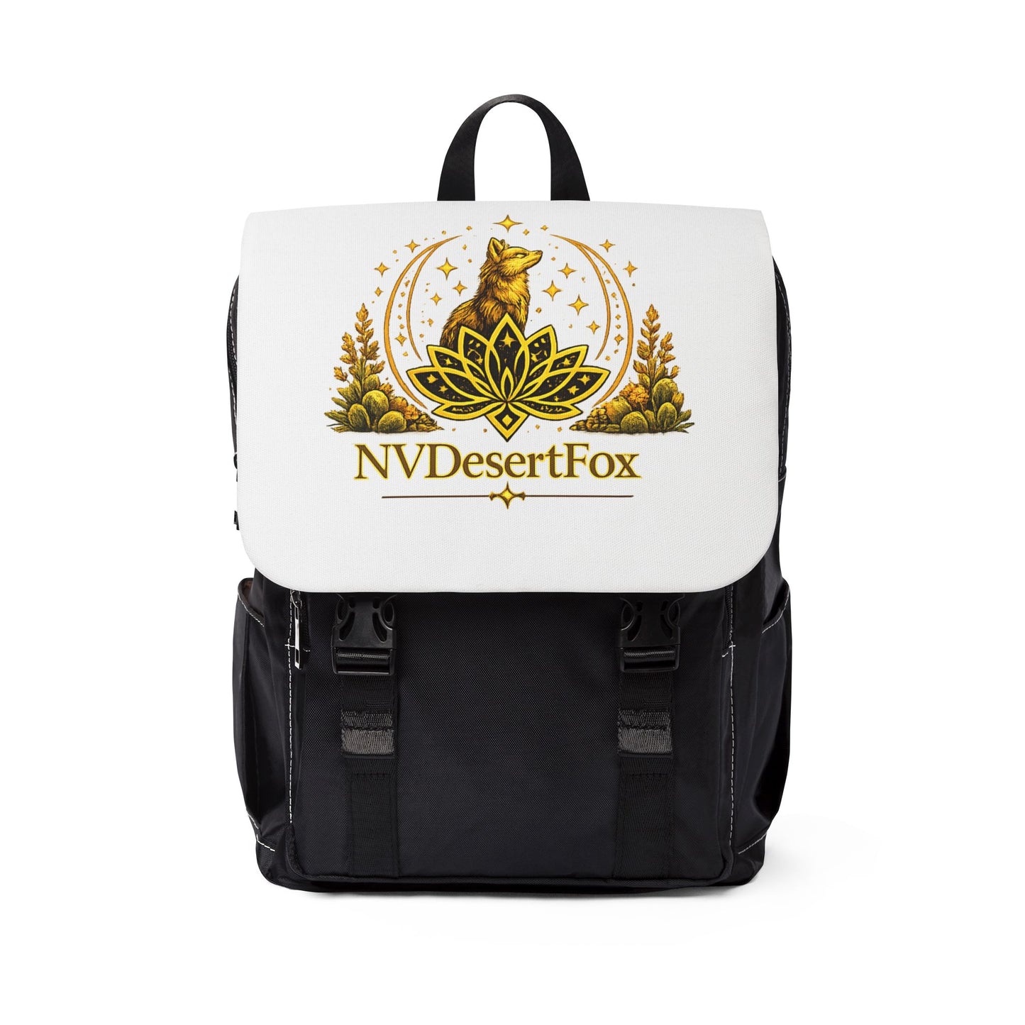 NVDesertFox Logo Casual Shoulder Backpack — Floral Mandala Laptop Daypack