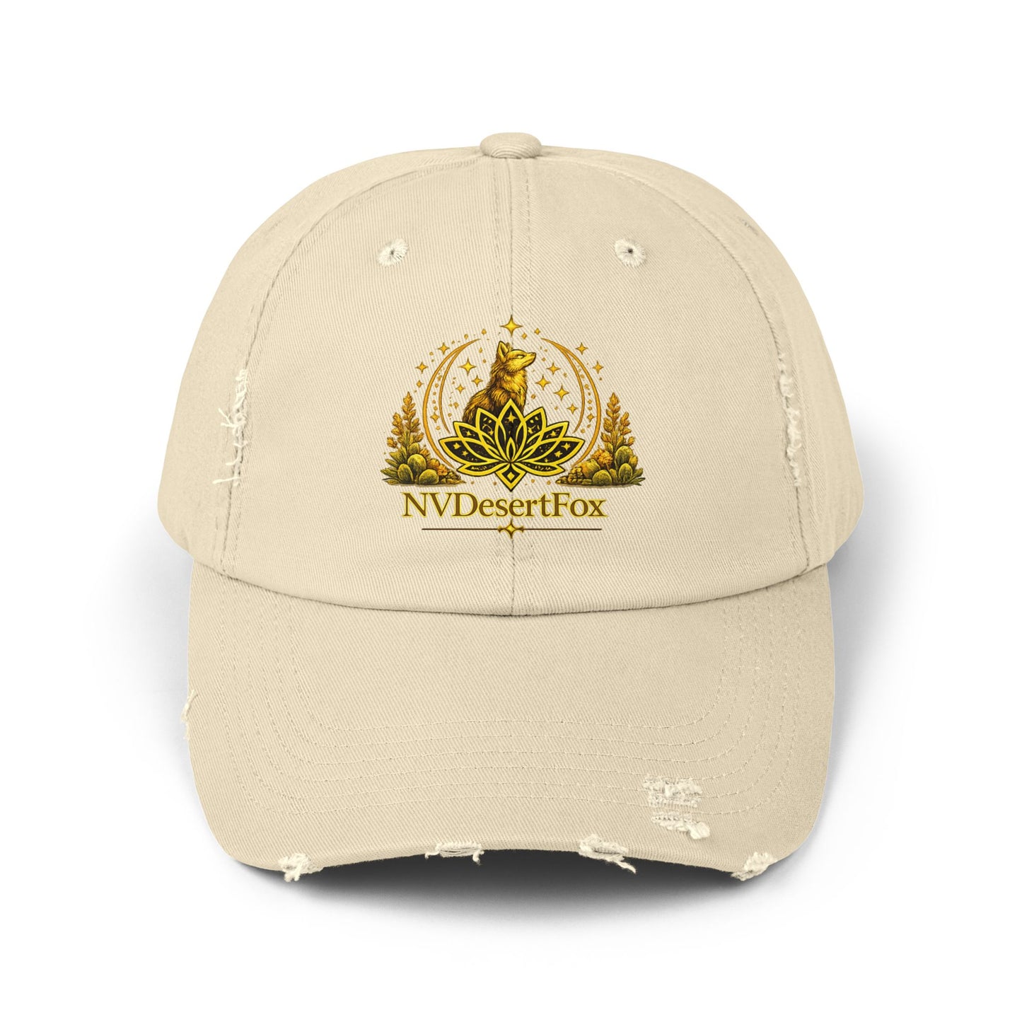 Distressed Black Cap — Golden Desert Fox Crest (NV Desert Fox)