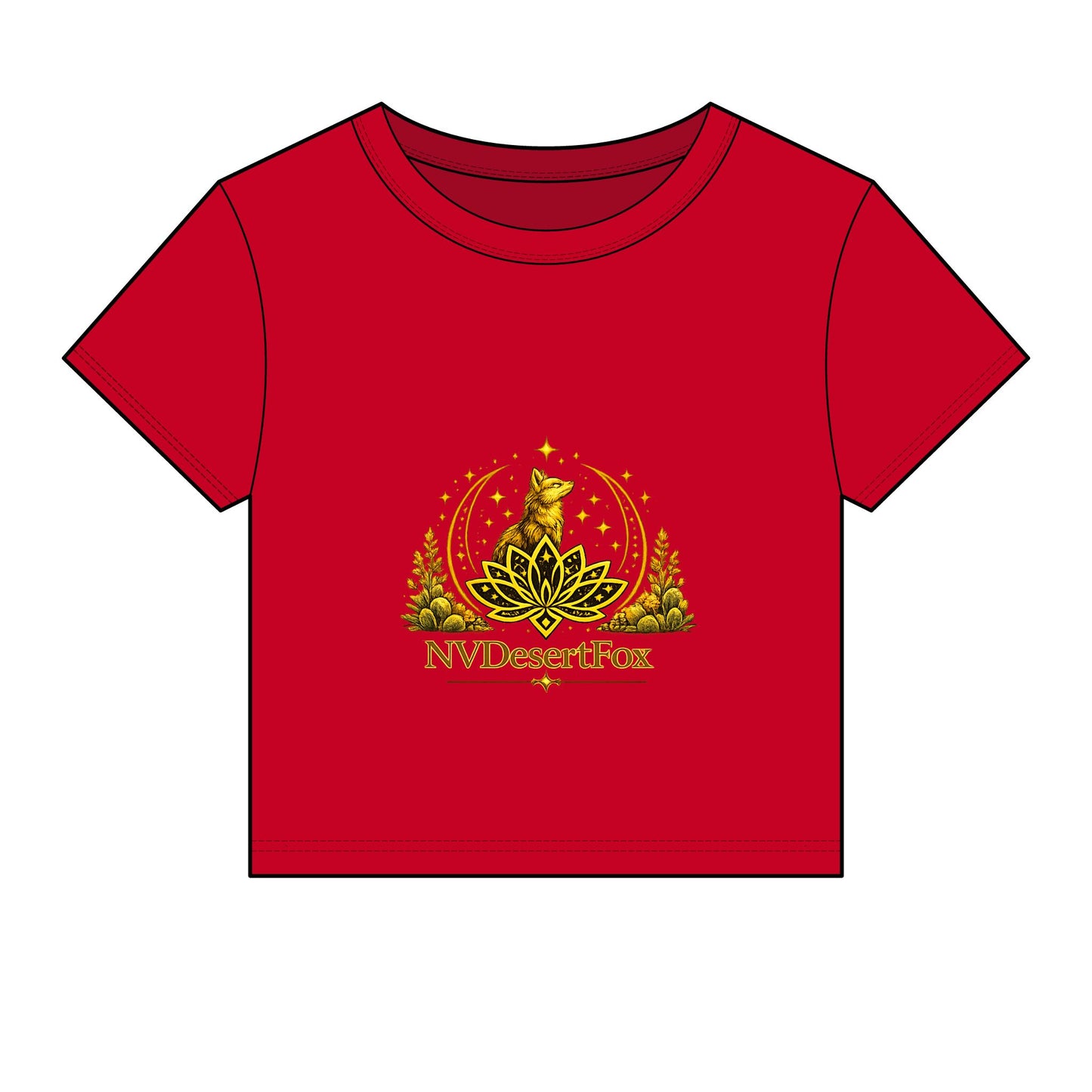 Desert Fox Emblem Baby Tee — Women's Micro Rib Crop Top