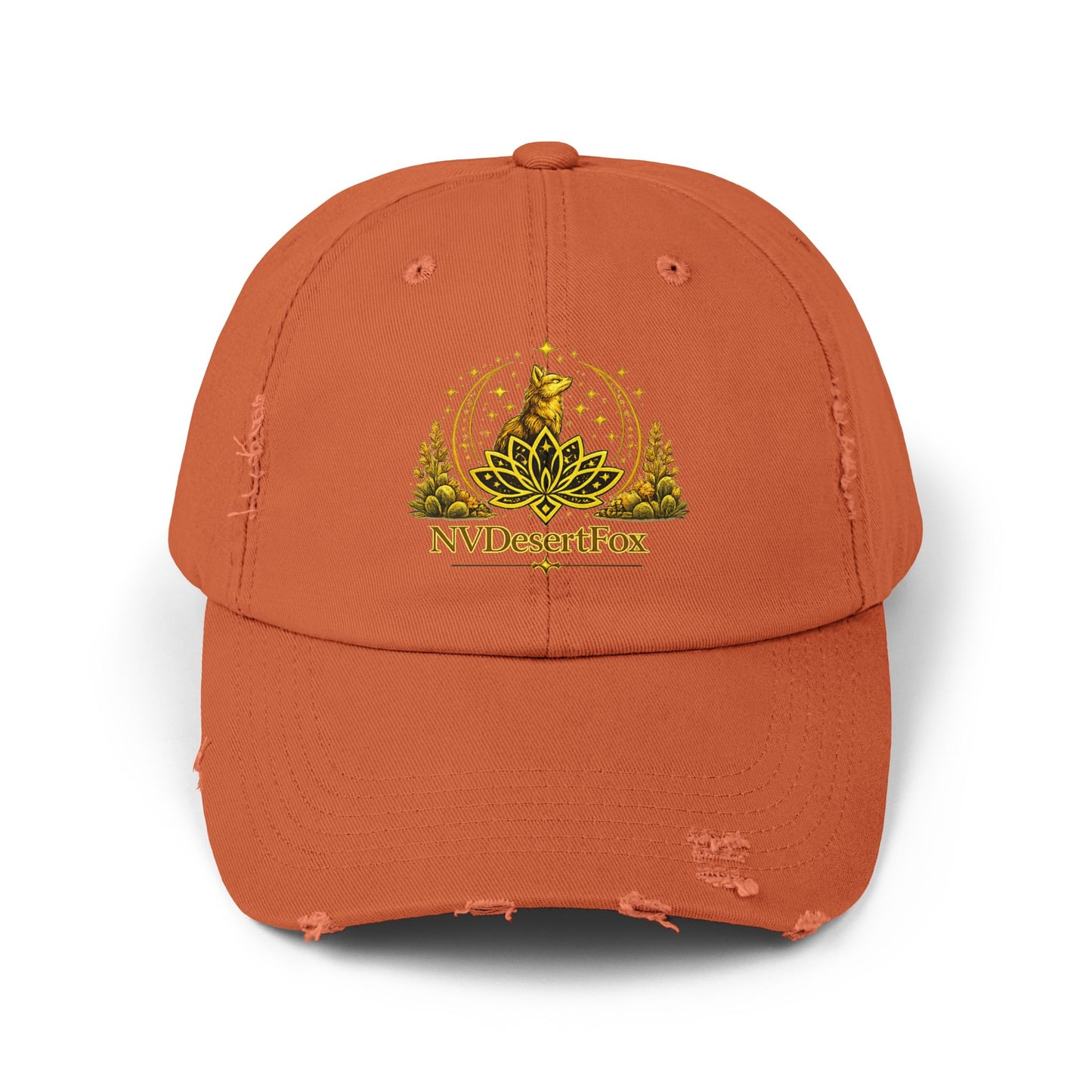 Distressed Black Cap — Golden Desert Fox Crest (NV Desert Fox)