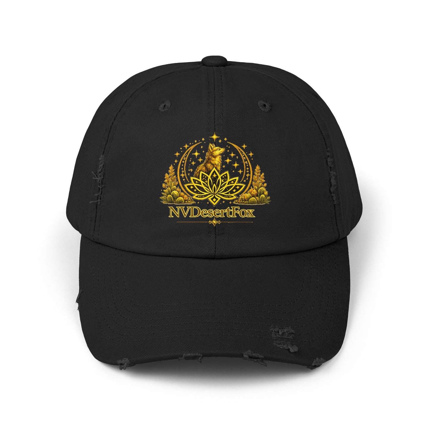 Distressed Black Cap — Golden Desert Fox Crest (NV Desert Fox)
