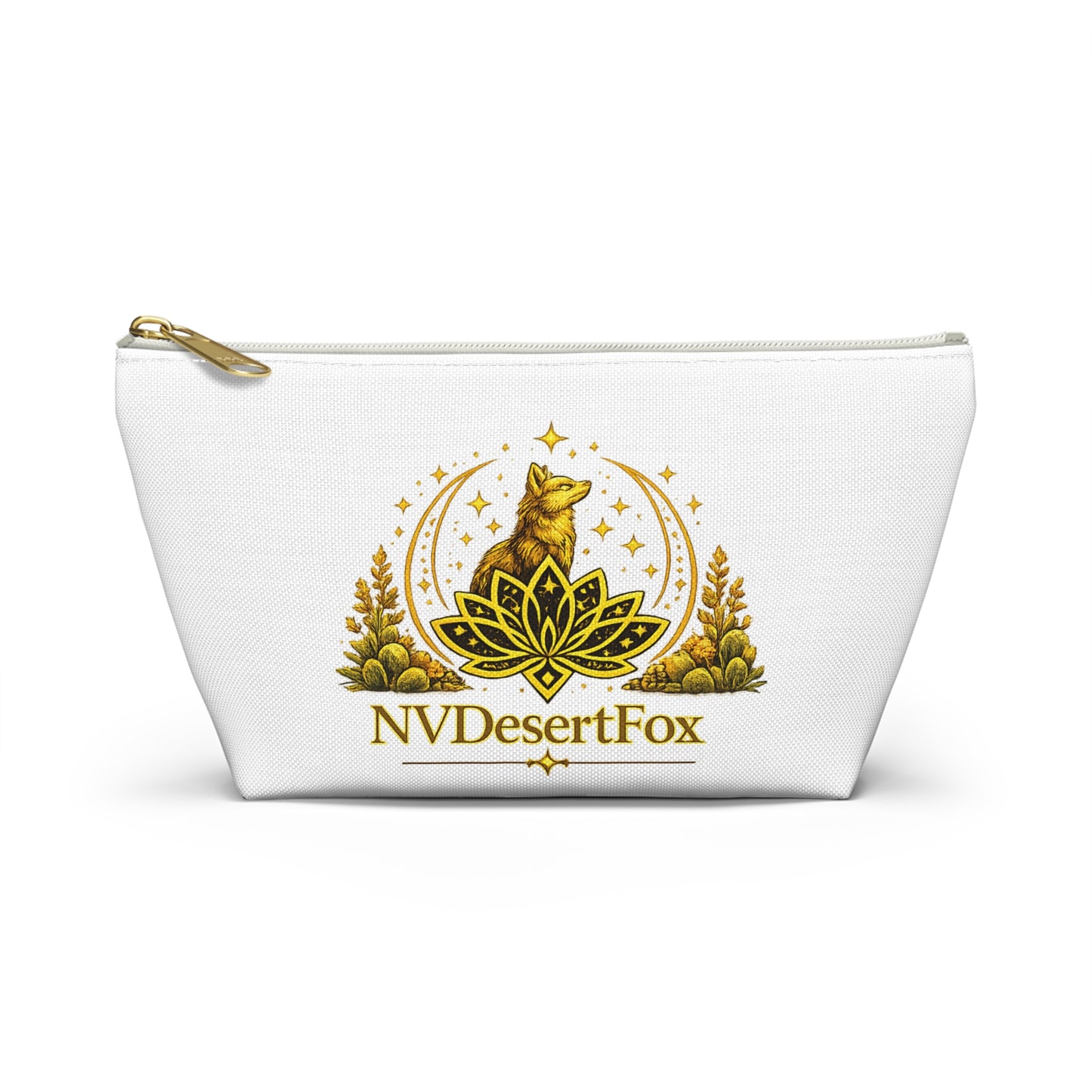 Desert Fox Accessory Pouch — NVDesertFox Gold Fox & Lotus Cosmetic Bag