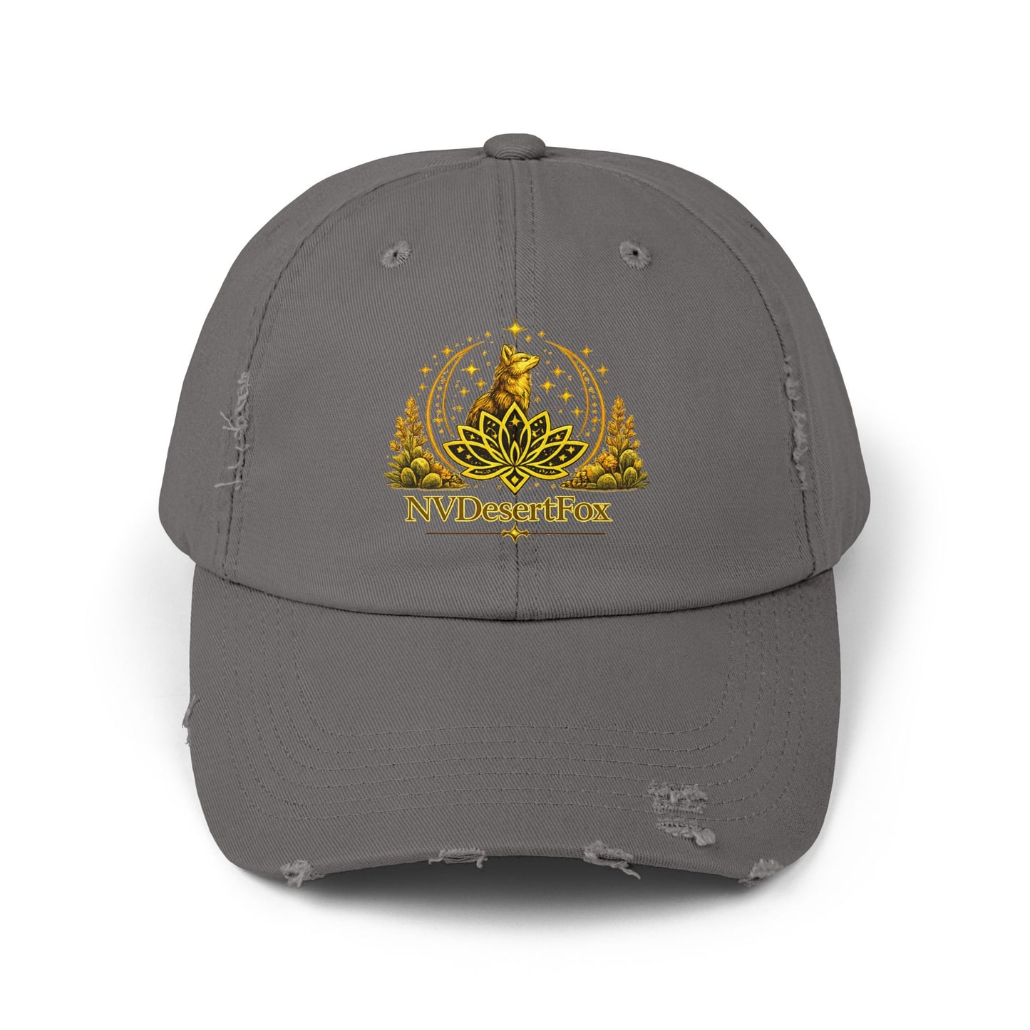 Distressed Black Cap — Golden Desert Fox Crest (NV Desert Fox)