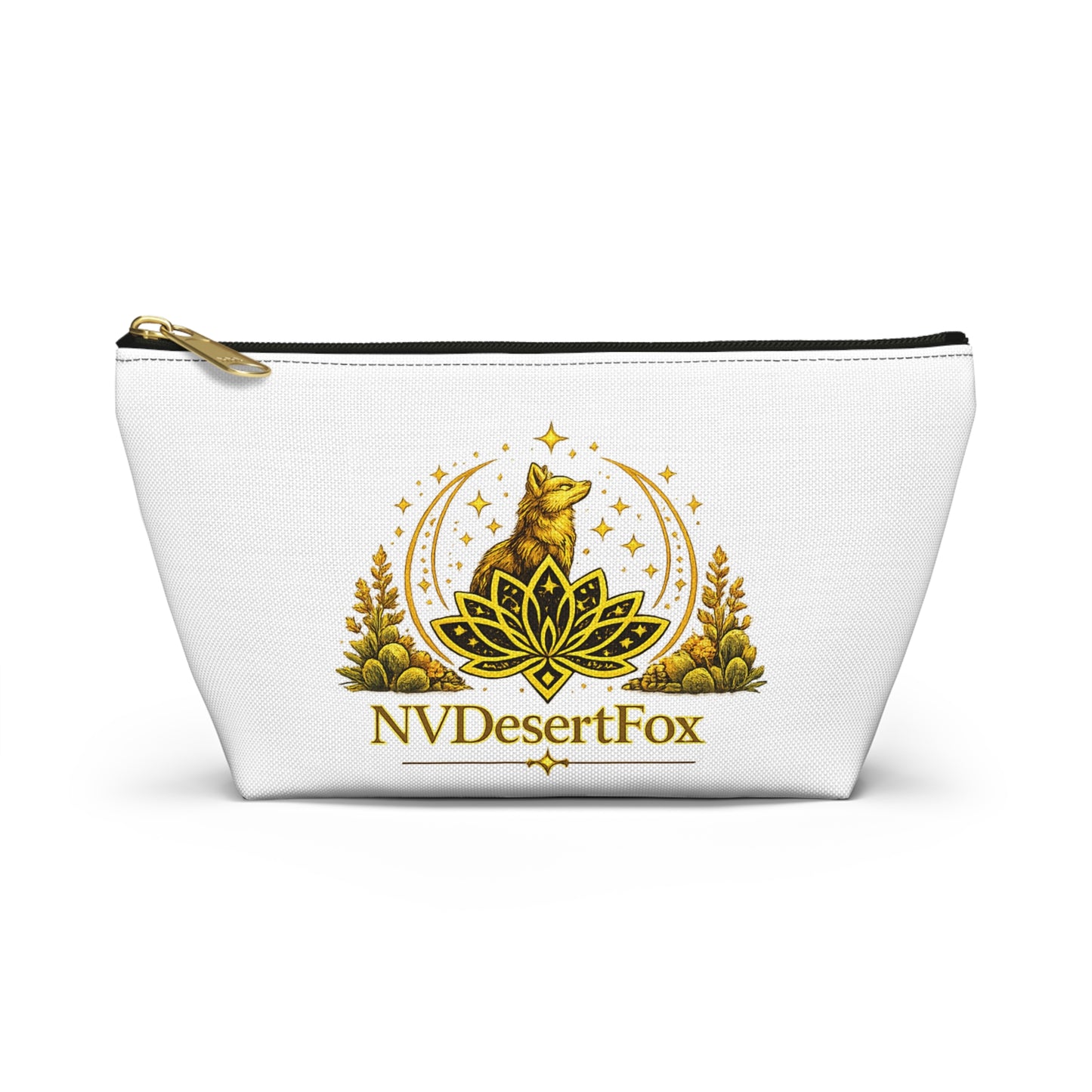 Desert Fox Accessory Pouch — NVDesertFox Gold Fox & Lotus Cosmetic Bag