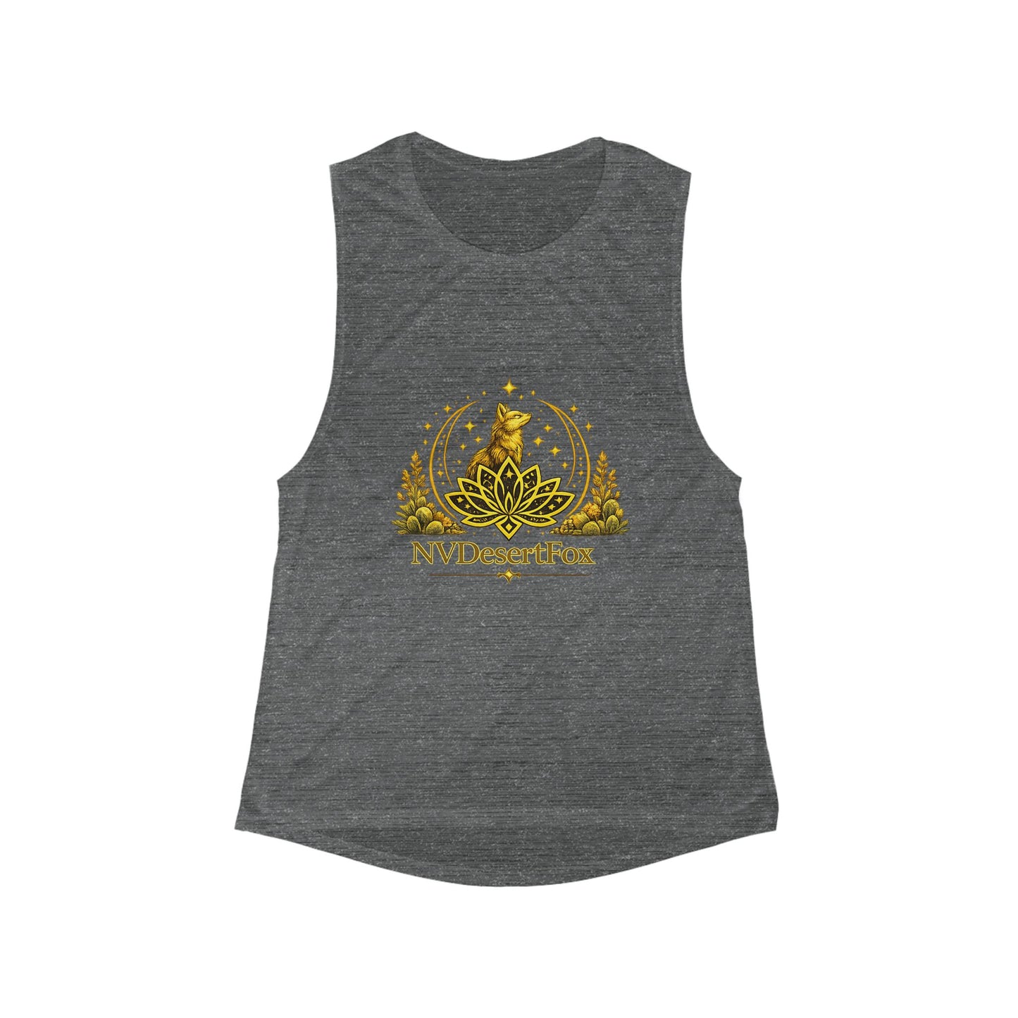 Desert Fox Lotus Tank Top — NVDesertFox Golden Fox Graphic Women's Muscle Tank