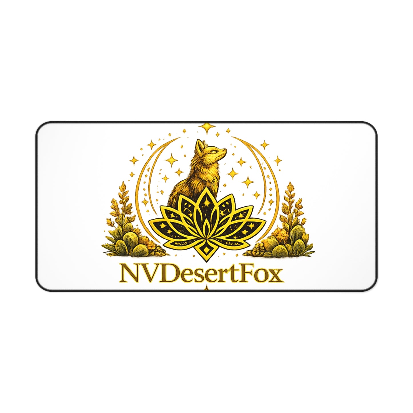 Desert Fox Desk Mat — NVDesertFox Gold Fox Lotus Design