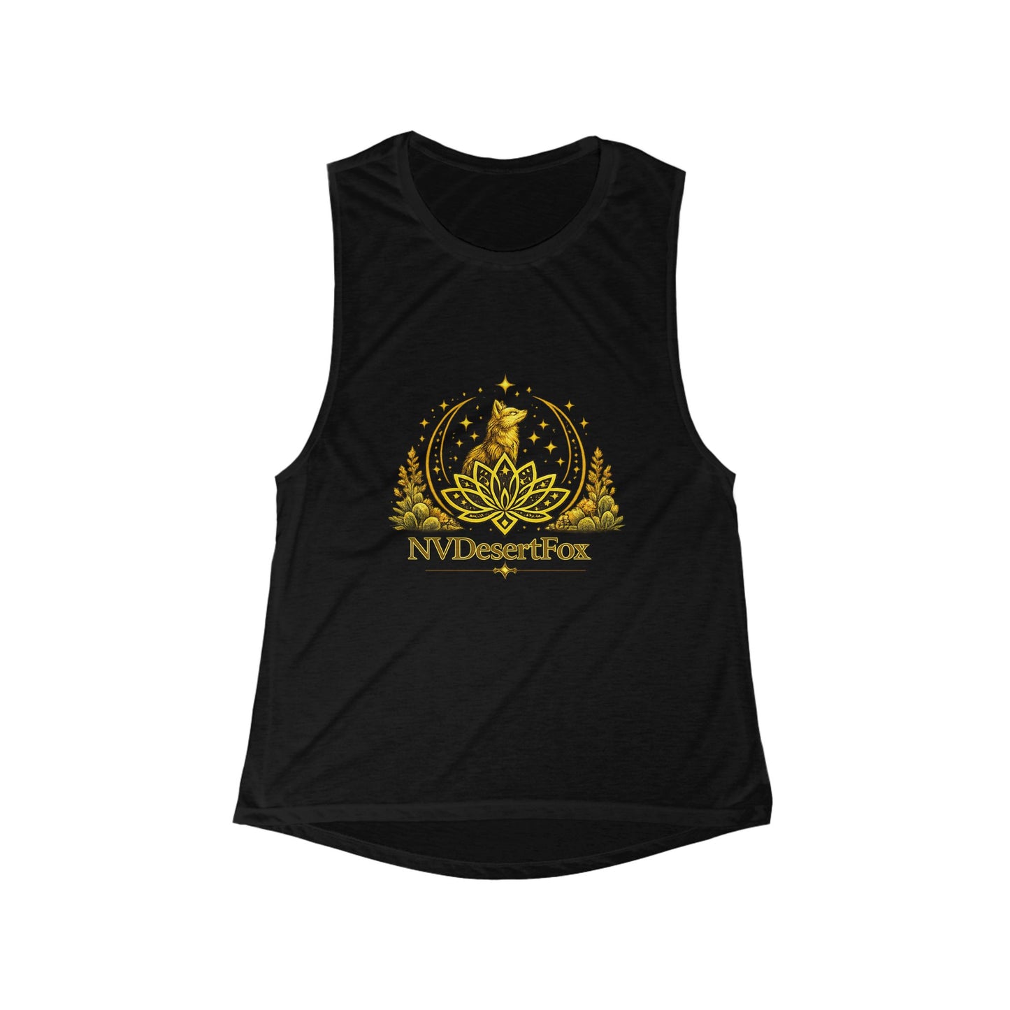 Desert Fox Lotus Tank Top — NVDesertFox Golden Fox Graphic Women's Muscle Tank
