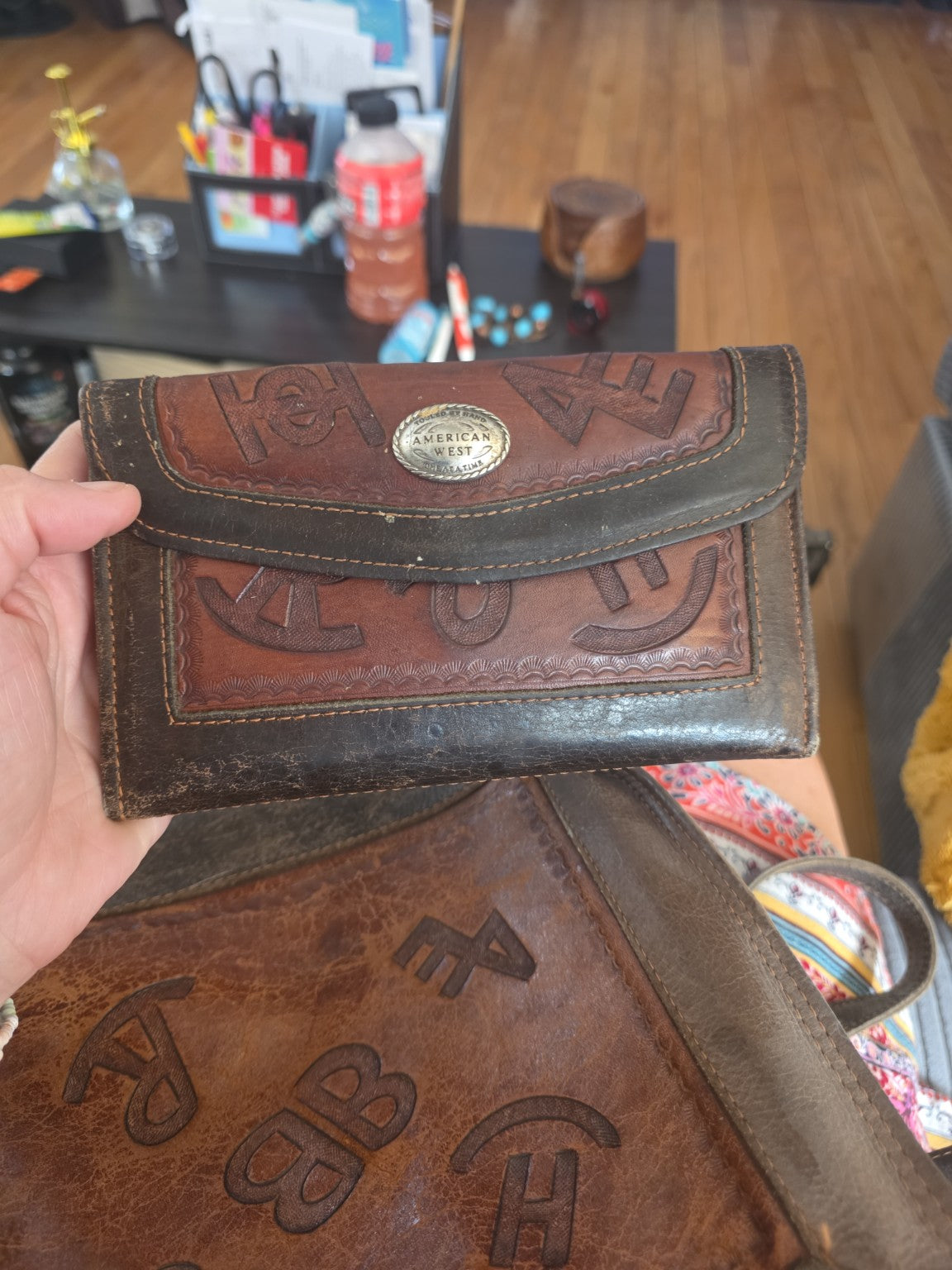American West Genuine Leather Purse & Matching Wallet Set